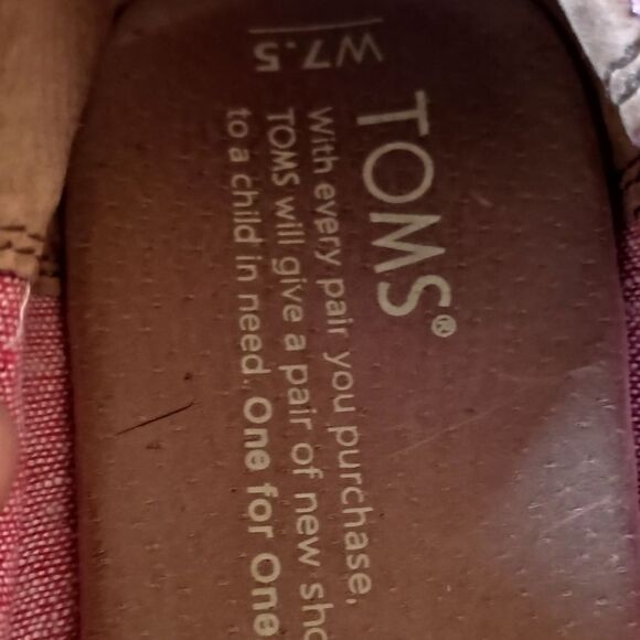 TOMS Women's Classic Espadrille Wedge Sandal Open Toe Striped Woven 7.5 PREOWNED - Picture 4 of 6